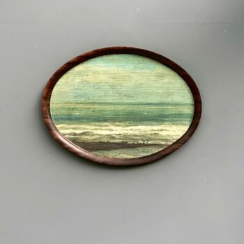 Oval seascape print on linen