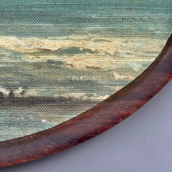 Oval seascape print on linen - Image 3