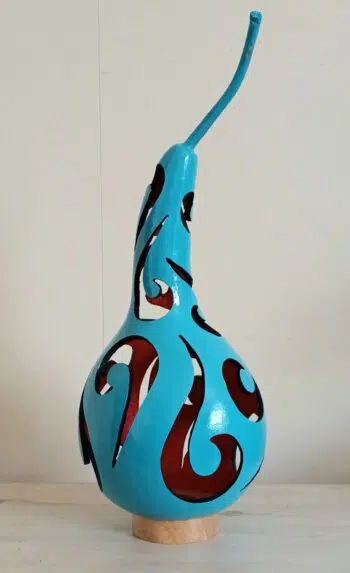 Blue Swirl Gourd Lamp - Image 2