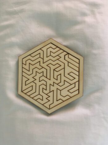 Hexagonal Geometric Wooden Tray Puzzle - Image 3