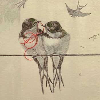 'Together' - swallows print with thread detail - Image 5