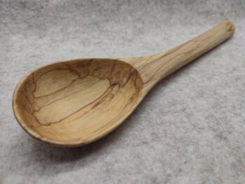 Hand carved Spalted Sycamore wood cooking spoon, Made in Wales