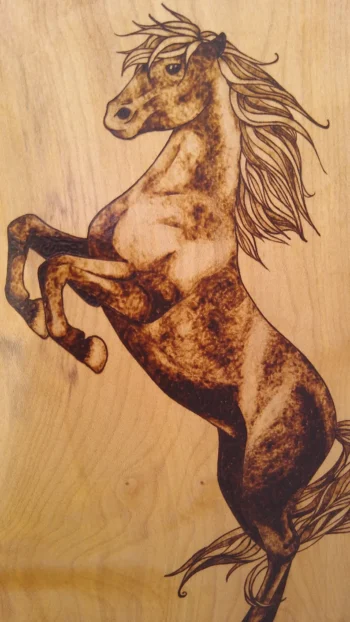 Pyrography Horse Artwork, Large Sycamore Wood Wall Plaque, Handmade in Wales - Image 2