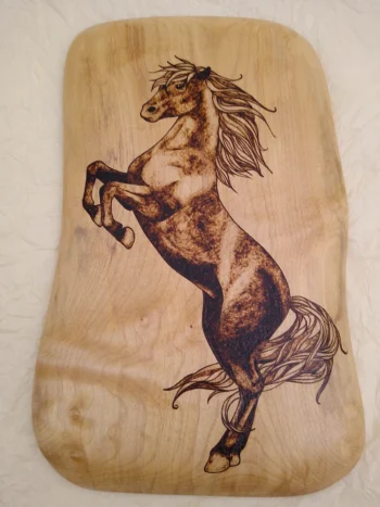 Pyrography Horse Artwork, Large Sycamore Wood Wall Plaque, Handmade in Wales