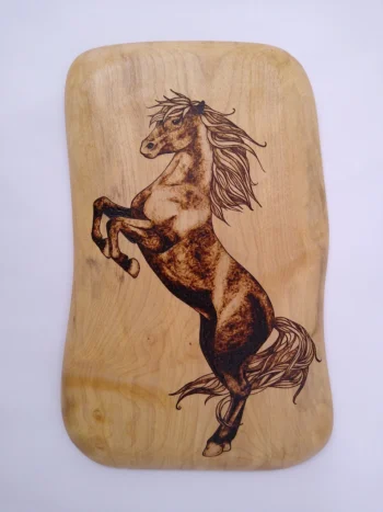 Pyrography Horse Artwork, Large Sycamore Wood Wall Plaque, Handmade in Wales - Image 3