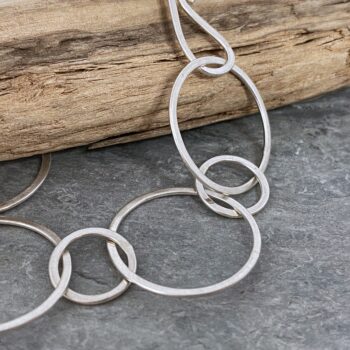 Brushed satin finish sterling silver chain bracelet - Image 3