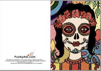 Set of 3 A6 Sugar Skull Themed Cards - Image 5