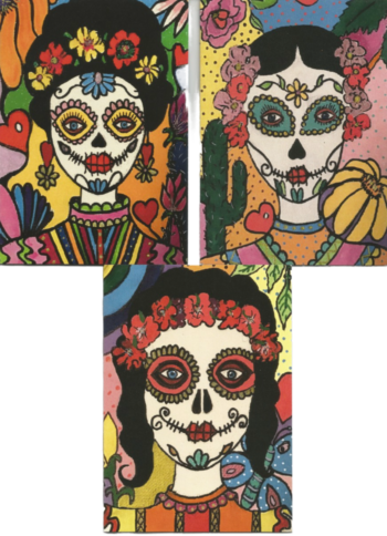 Set of 3 A6 Sugar Skull Themed Cards