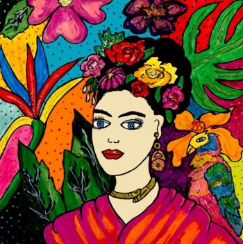 Frida with Parrot Card