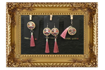 Miley Cabochon Tassel Earrings - Image 3