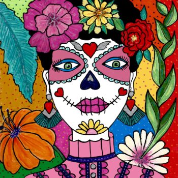 Sugar Skull Pink Mask Card