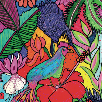 Tropical Floral Bird Card