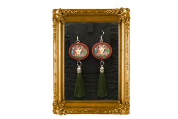 Frida and Butterflies Cabochon Earrings