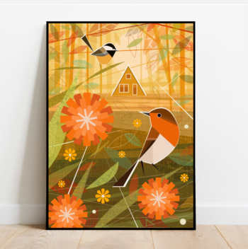 Autumn at the Cabin, bird print