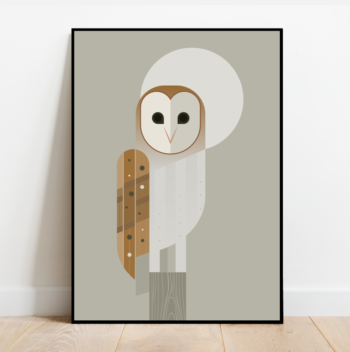 Barn Owl in the moonlight, bird print