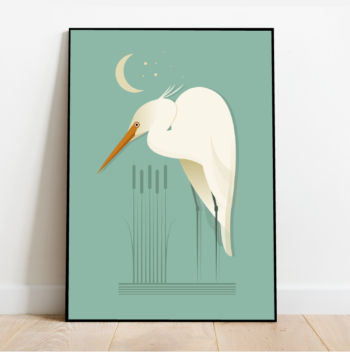 Egret in the reeds, bird print (Copy)