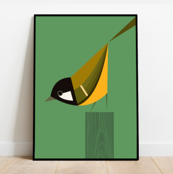 Great tit on a tree stump, bird print (4 colours available) - Image 4