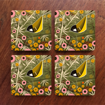 Great tit in a Meadow Drinks Coasters