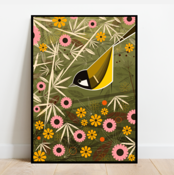 Great Tit in a flowery Meadow, bird print