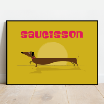 Sausage Dog in Yellow, dog print