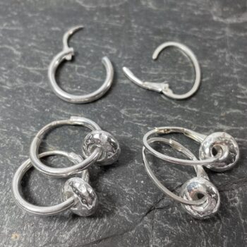 Sterling silver nugget hoop earrings - Image 3