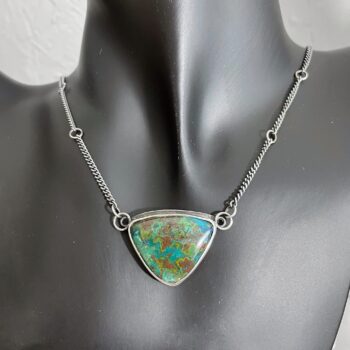 Sterling silver and Azurite Chrysocolla pendant necklace - Image 2