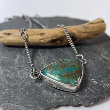 Sterling silver and Azurite Chrysocolla pendant necklace