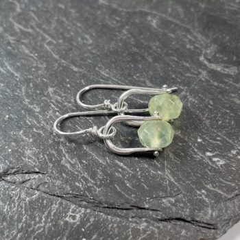 Prehnite and silver small dangly earrings