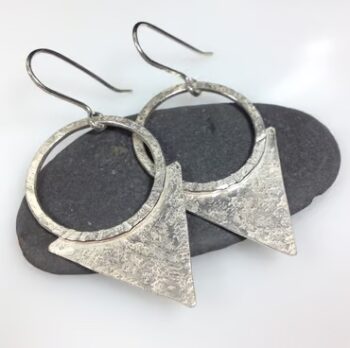 Oxidised silver tribal triangular blade earrings - Image 6