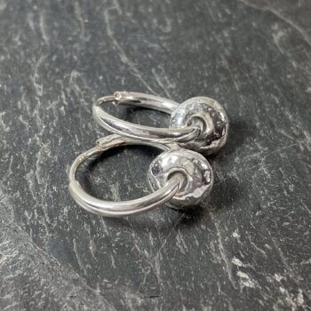 Sterling silver nugget hoop earrings