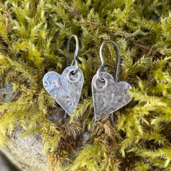 Sterling silver patterned heart earrings