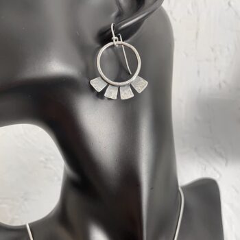 Oxidised silver tribal sun earrings on handmade hooks - Image 4