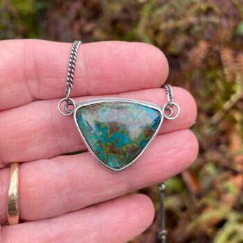 Sterling silver and Azurite Chrysocolla pendant necklace - Image 3