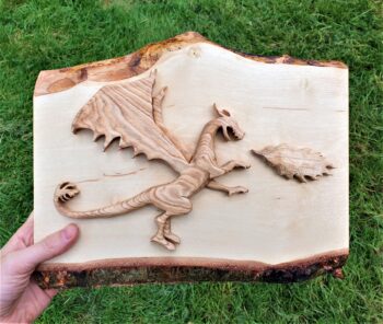 Fire-Breathing Dragon: Original wall art handcrafted from Scottish hardwoods