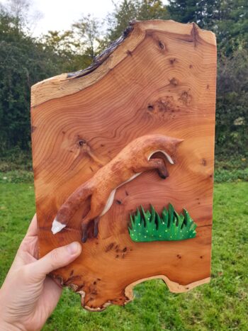 Leaping Fox: Original wall art handcrafted from Scottish hardwoods - Image 4