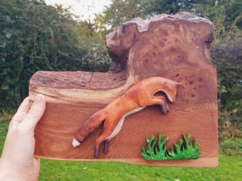 Leaping Fox: Original wall art handcrafted from Scottish hardwoods