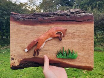 Leaping Fox: Original wall art handcrafted from Scottish hardwoods - Image 2