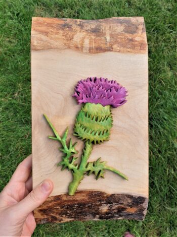 Scottish Thistle: Original wall art handcrafted from Scottish hardwoods