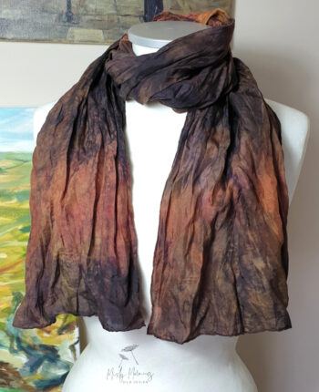 Chocolate & Honey Silk Crinkle Scarf - Image 2