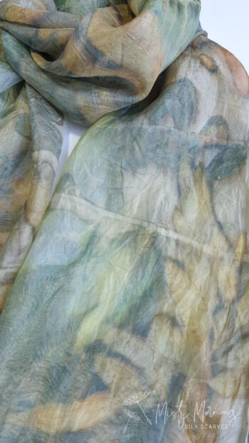 Eucalyptus & Fern In Soft Green Silk Scarf - Image 3