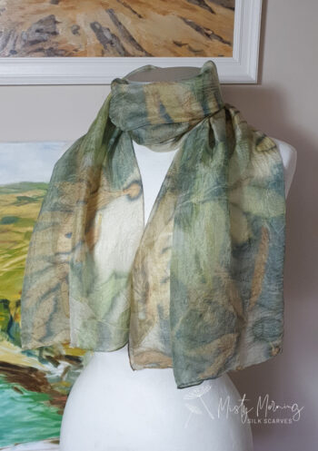 Eucalyptus & Fern In Soft Green Silk Scarf - Image 4