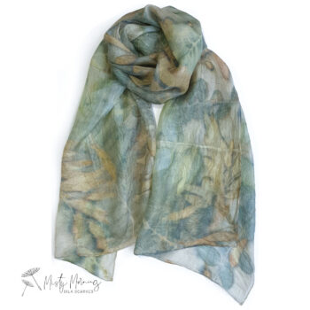 Eucalyptus & Fern In Soft Green Silk Scarf