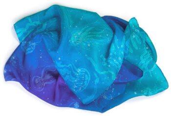 Jellyfish - Hand Dyed Silk Scarf - Image 3