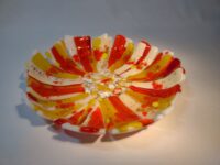 Yellow and orange glass bowl