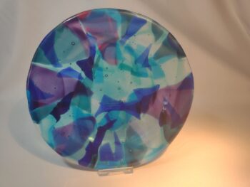 Turquoise and purple glass plate