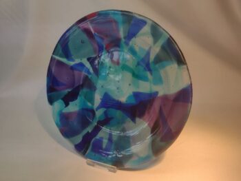 Turquoise and purple glass plate