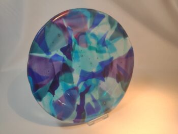 Turquoise and purple glass plate