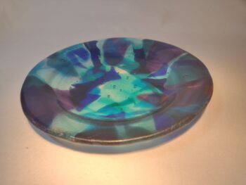 Turquoise and purple glass plate