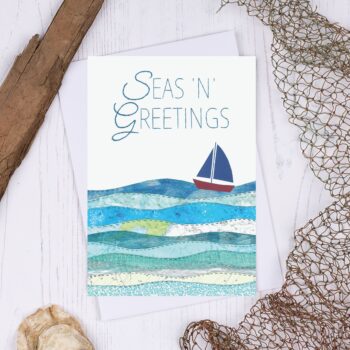 Sea N Greetings Blue Sailing Boat Christmas Card