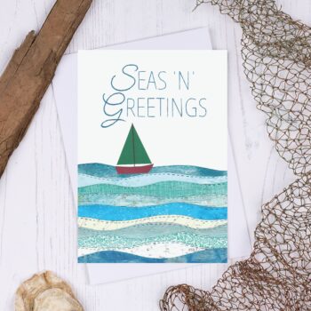 Sea N Greetings Christmas Tree Boat Christmas Card